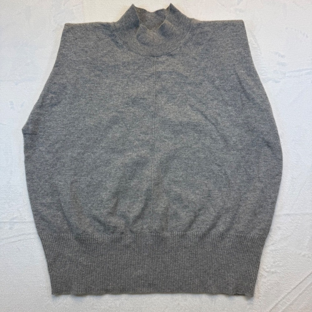 Banana Republic 100% Cashmere Mock Neck Sweater Padded‎ Shoulder XL Gray